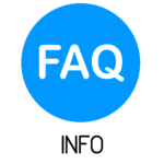 A blue button with the word " faq " written in it.